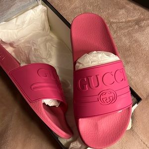 Gucci Slides Rubber St Gucci Print , Fucsia